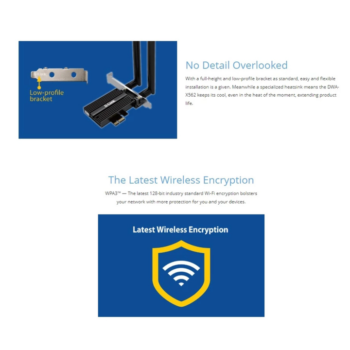 D-Link WiFi 6 AX1800 DWA-X562 Bluetooth 5.2 PCIe Wireless Adapter – ALL ...
