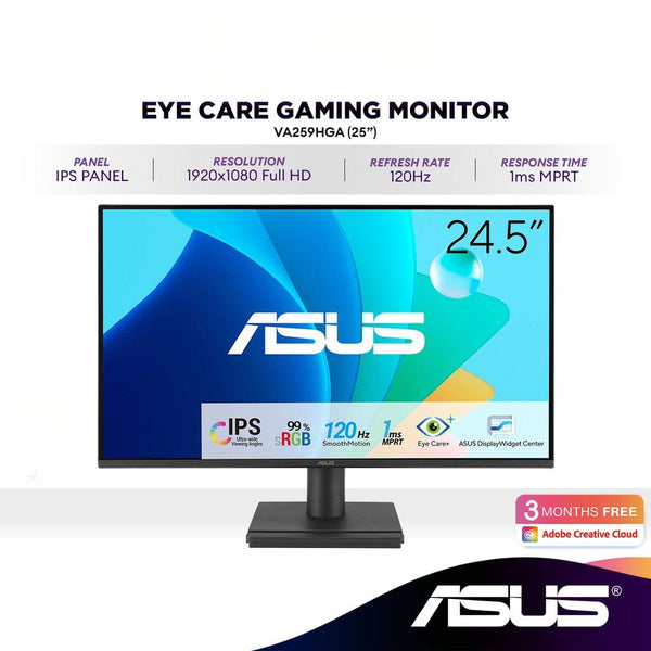 ASUS VA259HGA 25" FHD 120Hz Eye Care Gaming Monitor | IPS | 1ms(MPRT) | Adaptive-Sync | Low Blue Light