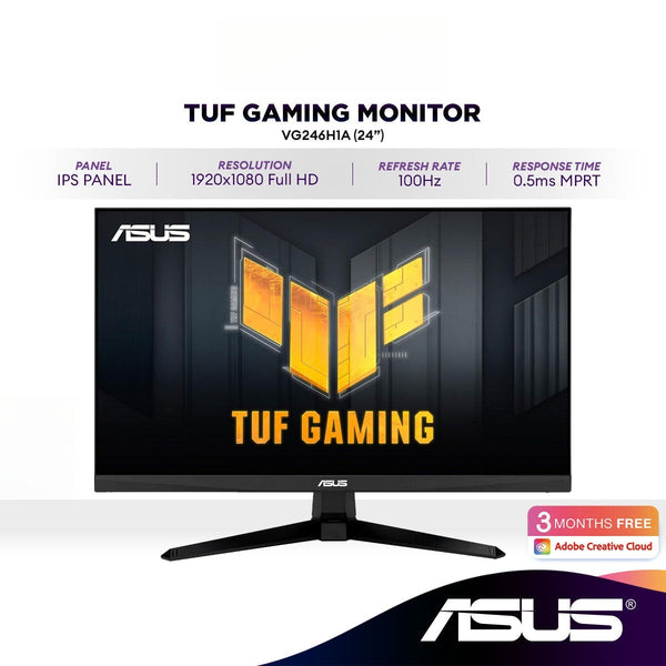 ASUS TUF Gaming VG246H1A 24" FHD 100Hz Gaming Monitor | IPS | 0.5ms(MPRT) | FreeSync | Extreme Low Motion Blur