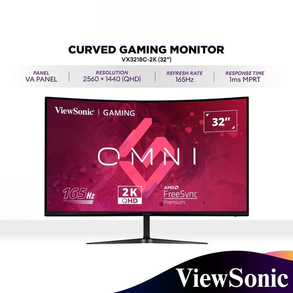 ViewSonic VX3218C-2K 32" 165Hz 2K Curved Gaming Monitor | VA | AMD Free Sync | Built-in Speakers
