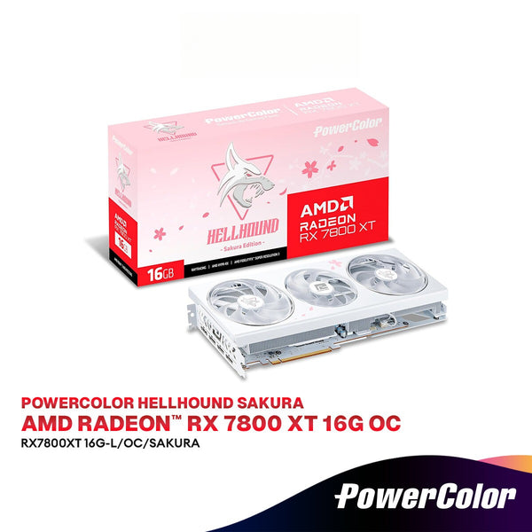 PowerColor Hellhound Sakura AMD Radeon RX 7800 XT OC 16GB GDDR6 White Graphics Card | RX7800XT 16G-L/OC/SAKURA