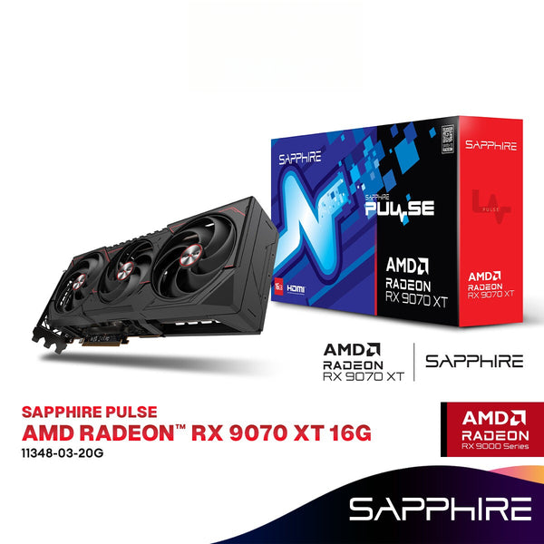 SAPPHIRE PULSE AMD Radeon RX 9070 XT 16GB GDDR6 Graphics Card | 11348-03-20G