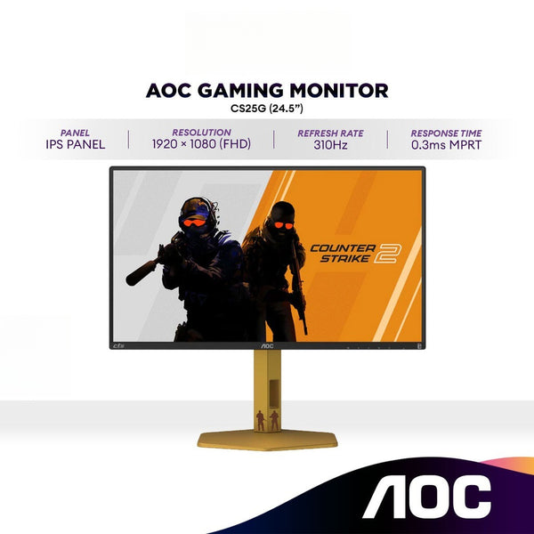AOC CS25G 24.5” Full HD 310Hz HDR400 Gaming Monitor | Fast IPS | 0.3ms | G-sync | Flicker-free
