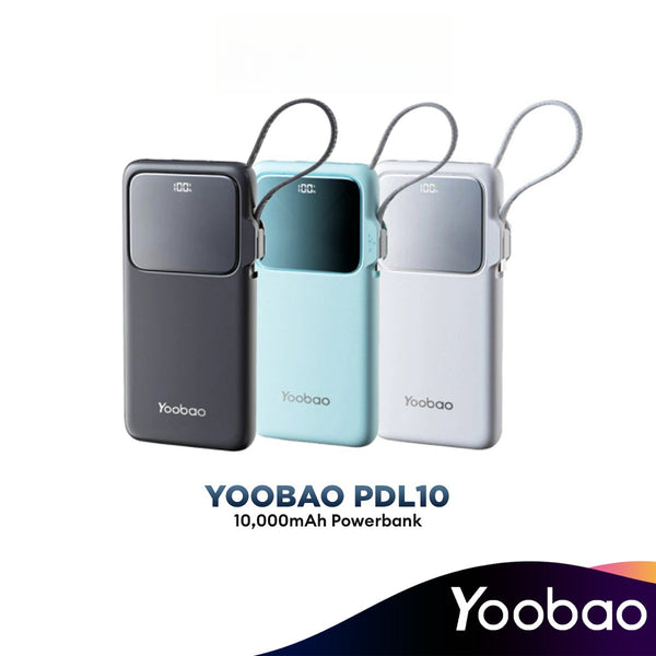 YooBao PDL10 10000mAh Built-in Cable PowerBank - Thinner and Fast Charging