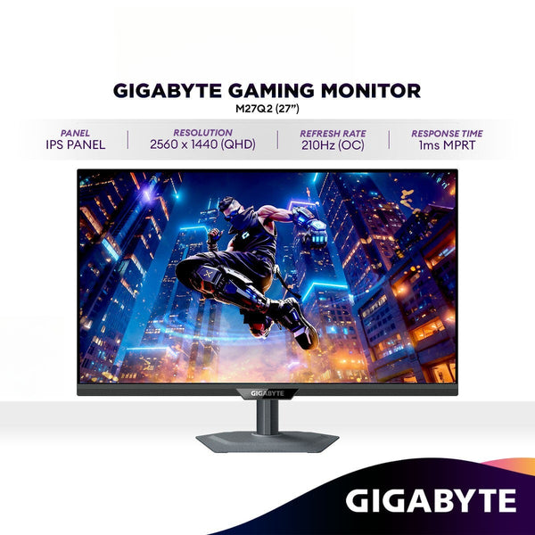 GIGABYTE M27Q2 QD / M27Q2 QD ICE 27" SS IPS QHD Gaming Monitor | 210Hz (OC) | HDR400 | 1ms | G-Sync Compatible | KVM
