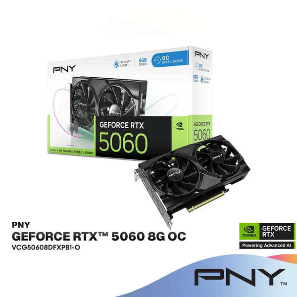 PNY GeForce RTX 5060 OC 8GB GDDR7 Dual Fan Graphics Card | VCG50608DFXPB1-O