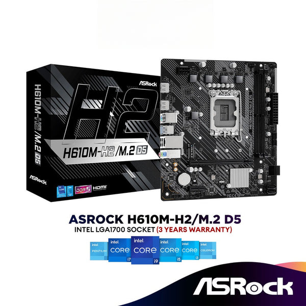 AsRock H610M-H2/M.2 D5 Micro ATX (mATX) Intel LGA1700 Motherboard | Support 14th/13th/12th Gen Intel
