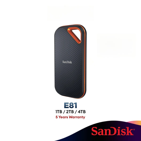 SanDisk Extreme Pro Portable SSD NVMe 2000MB/s (1TB/2TB/4TB) E81 USB3.2 Gen2 x2 Type-C V2 External Solid State Drive