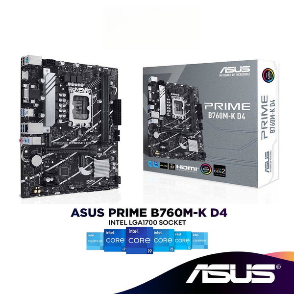 ASUS PRIME B760M-K Micro ATX (mATX) Intel Motherboard | Intel LGA1700 | Socket Support 14th/13th/12th Gen Intel