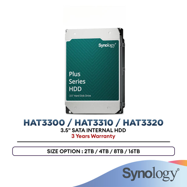 Synology Plus NAS Internal Hard Drive HAT3300 / HAT3310 / HAT3320 SATA III 3.5'' (2TB / 4TB / 8TB / 16TB)