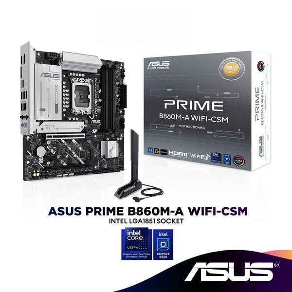 ASUS PRIME B860M-A WIFI-CSM Micro ATX (mATX) Intel Motherboard | LGA1851 | Socket Support Intel Core Ultra Processors