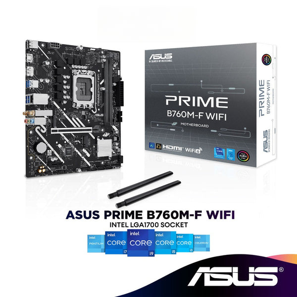 ASUS PRIME B760M-F WIFI DDR5 Micro ATX (mATX) Intel Motherboard | LGA1700 | Socket Support 14th/13th/12th Gen Intel