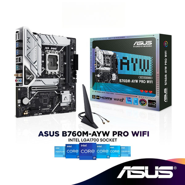 ASUS B760M-AYW PRO WIFI Micro ATX (mATX) Intel Motherboard | LGA1700 | Socket Support 14th/13th/12th Gen Intel