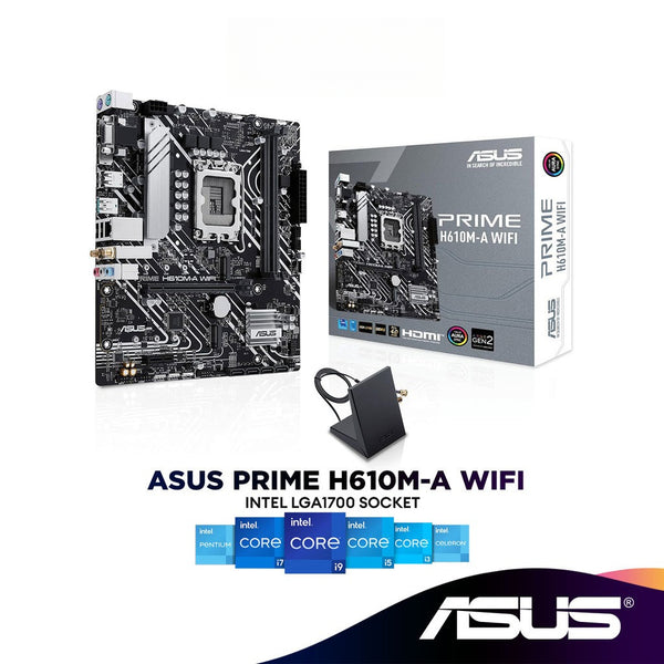 ASUS PRIME H610M-A WIFI Micro ATX (mATX) Intel Motherboard | LGA1700 | Socket Support 14th/13th/12th Gen Intel