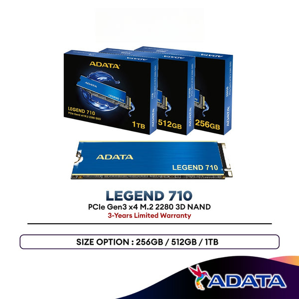 ADATA LEGEND 710 PCIe Gen3 x4 M.2 SSD 2280 Solid State Drive (512GB / 1TB / 2TB)