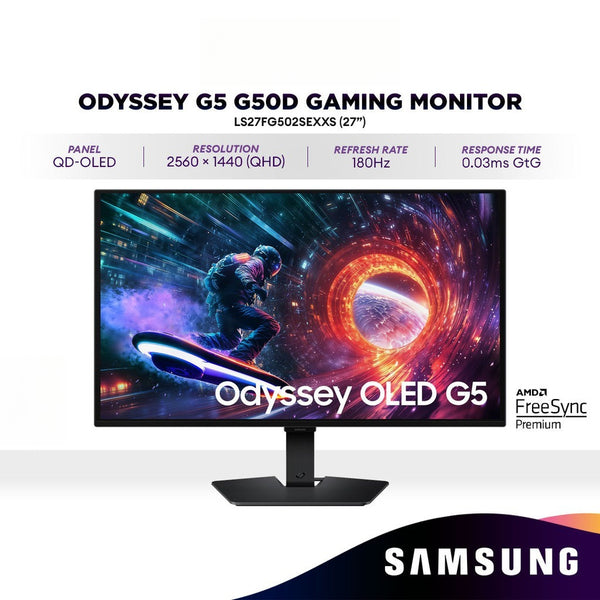SAMSUNG Odyssey G5 G50SF QHD QD-OLED 180Hz Gaming Monitor | 0.03ms | AMD FreeSync Premium | Glare Free | LS27FG502SEXXS