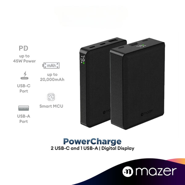 Mazer Power Charge 10000mAh PD (35W) | Power Charge 20000mAh PD (45W) Powerbank