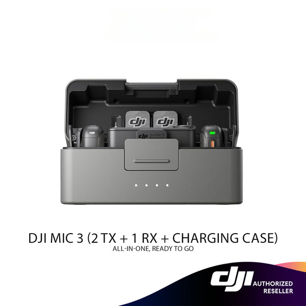 DJI Mic 3 (2 TX + 1 RX + Charging Case) [All-In-One, Ready To Go] / Extended Operating Time & Fast Charging / Adaptive Gain Control for Balance Volume] 16 g (with magnet) / 28-hour operating time