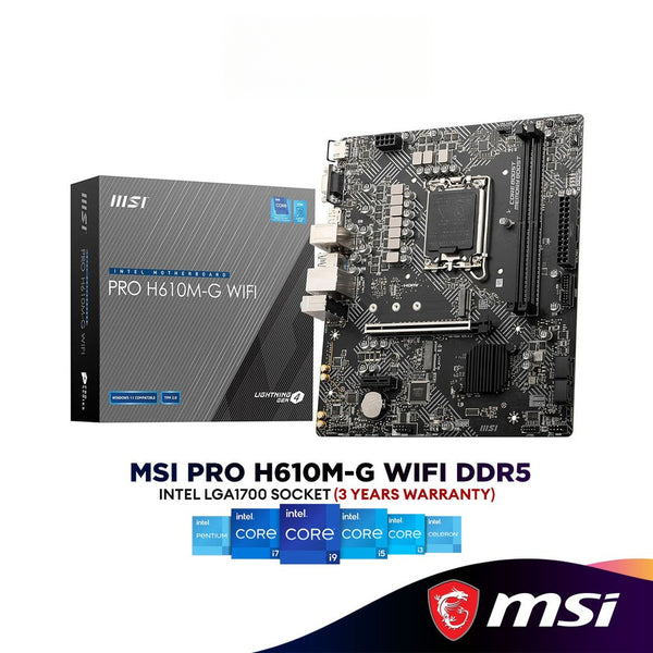 MSI PRO H610M-G WIFI DDR5 Micro ATX (mATX) Intel Motherboard | Intel LGA1700 Socket