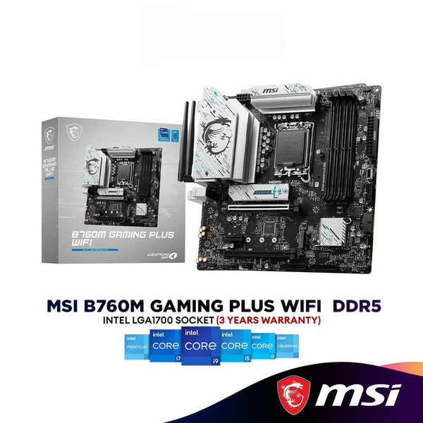 MSI B760M GAMING PLUS WIFI Micro ATX (mATX) Intel Gaming Motherboard | Intel LGA1700 Socket