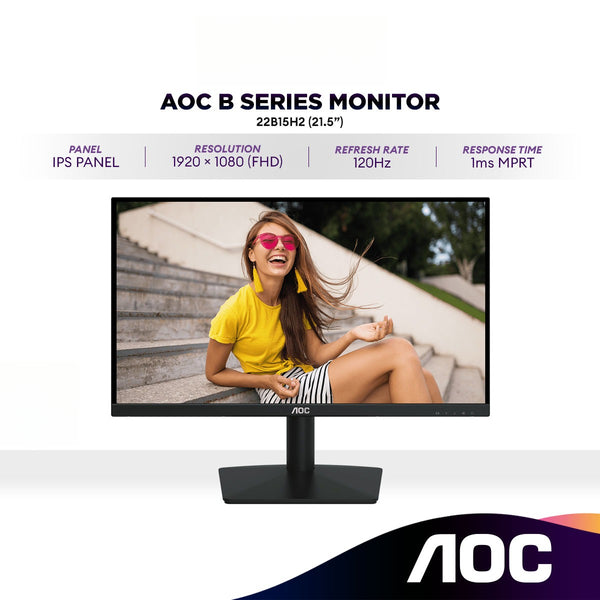 AOC 22B15H2 21.5" Full HD 120Hz IPS Office Monitor | Adaptive Sync | 1ms MPRT | 1920x1080 | 22B15H2/69/70