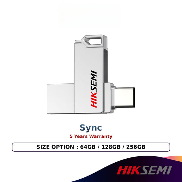 Hiksemi Sync E327C USB 3.2 Type-A & Type-C OTG Flash Drive (64GB / 128GB / 256GB)