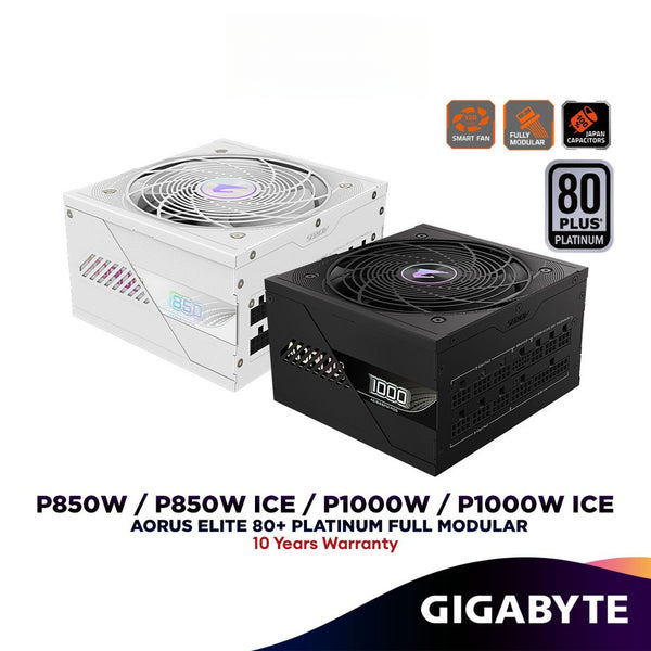 Gigabyte AORUS ELITE 80+ Platinum Full Modular ATX 3.0 PCIe 5.0 Power Supply - AE850PM (850W) / AE1000PM (1000W)