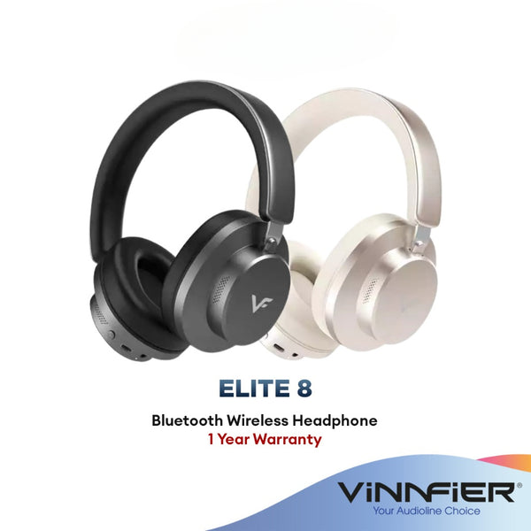 Vinnfier Elite 8 BT Wireless Bluetooth 5.4 Headphones with 21H Playtime & AUX Support Strong Bass