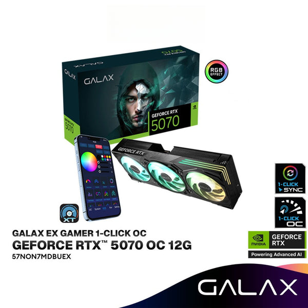 GALAX GeForce RTX 5070 EX Gamer 1-Click OC 12GB GDDR7 Graphics Card | 57NON7MDBUEX