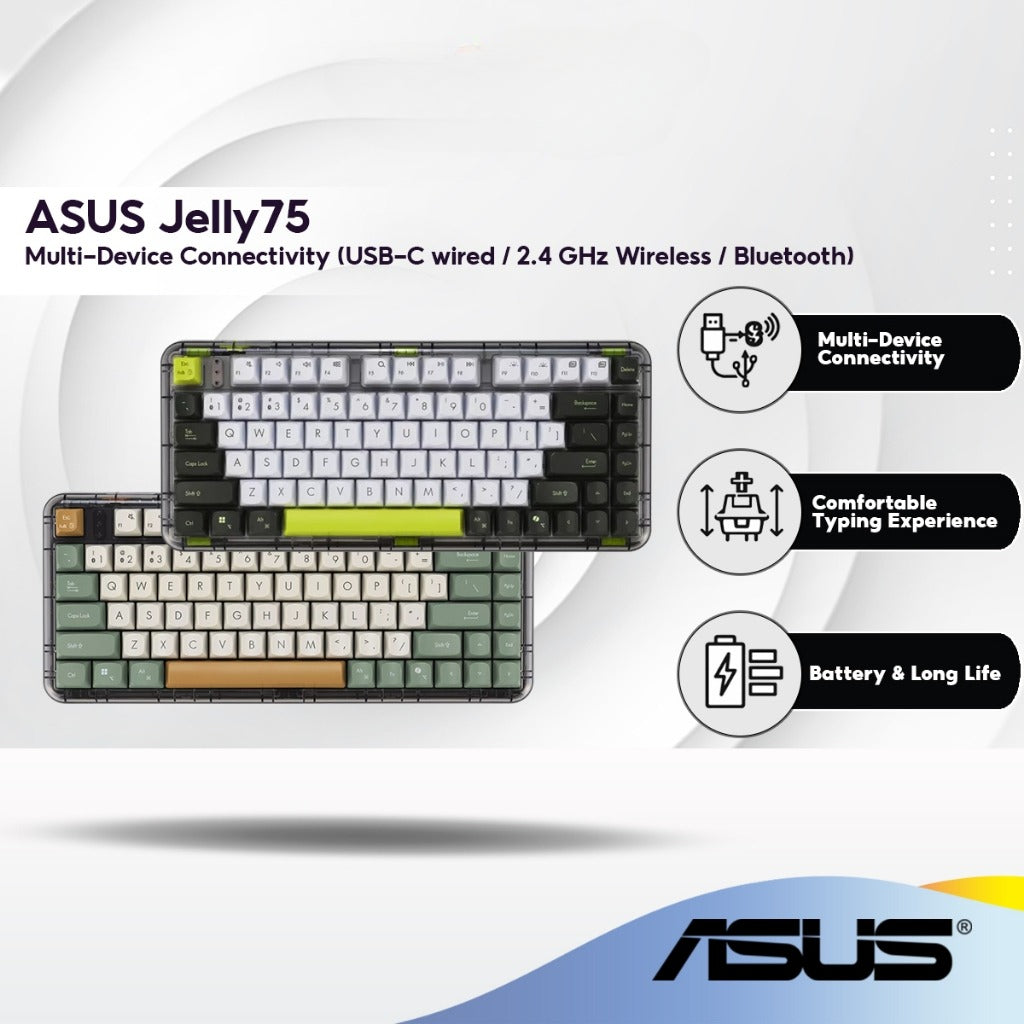 ASUS Jelly75 KD201 KEYBOARD 3-mode Connectivity/ Compact 75 % Layout ...