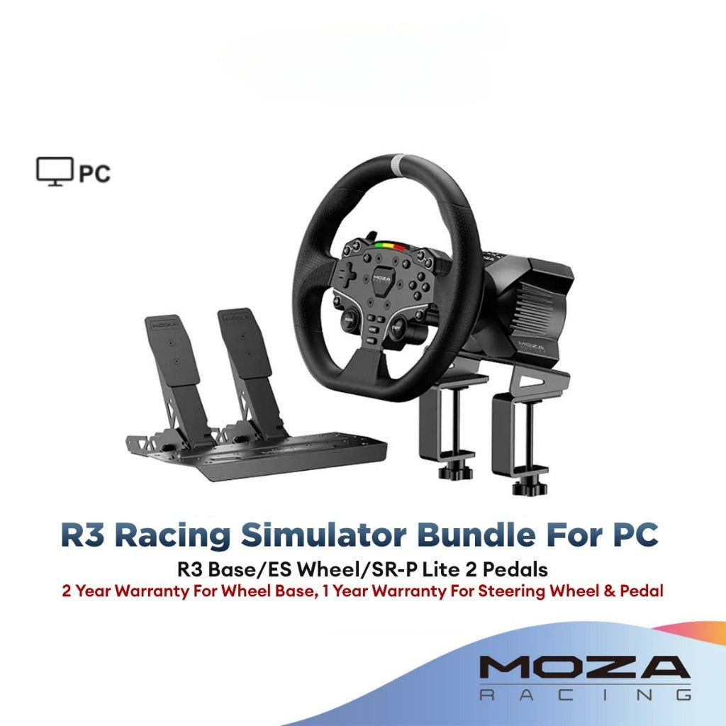 MOZA R3 Racing Simulator Bundle for PC (RS074) 3.9Nm Racing Wheel and ...