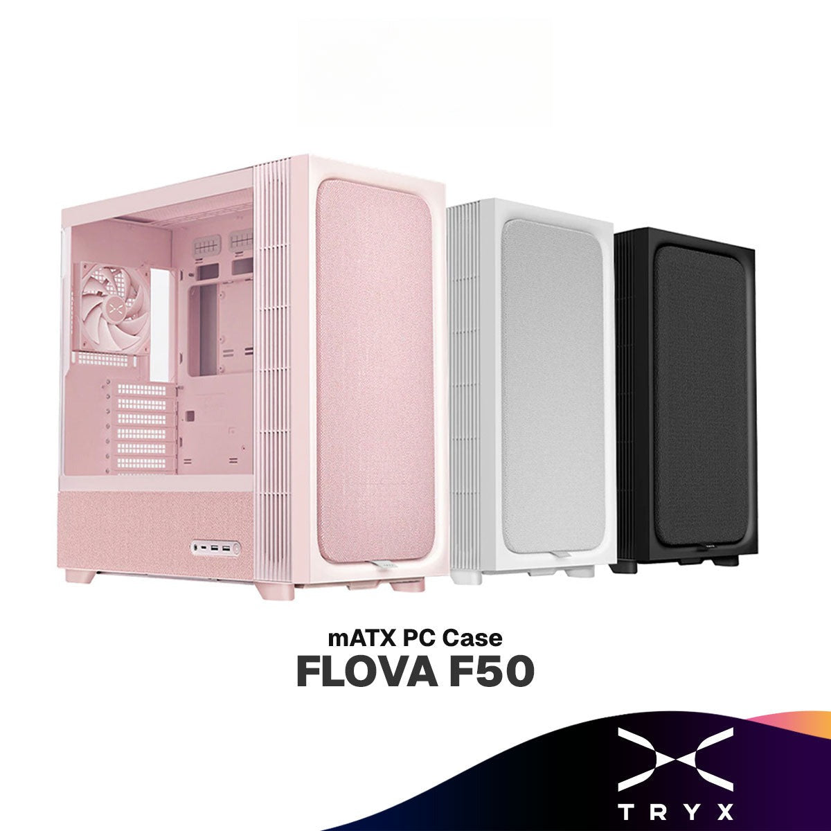 TRYX Flova F50 mATX Desktop PC Casing | Fabric Finish | TCF Cross-Flow ...
