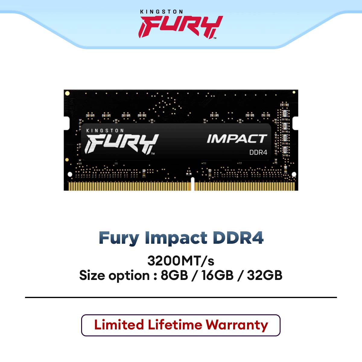 Kingston Fury Impact DDR4 3200MT/s CL20 SODIMM RAM for Laptop (8GB/16G ...