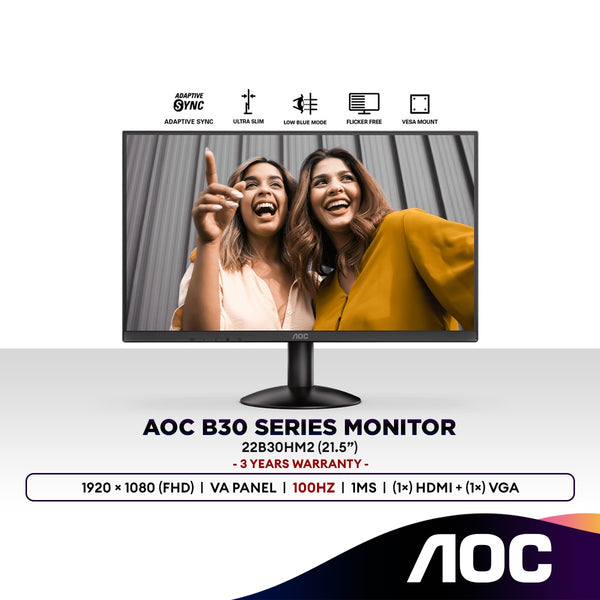 AOC 22B30HM2 21.5" Full HD 100Hz Monitor | Adaptive Sync | VA Panel | 1920x1080 (FHD) #22B2HM2