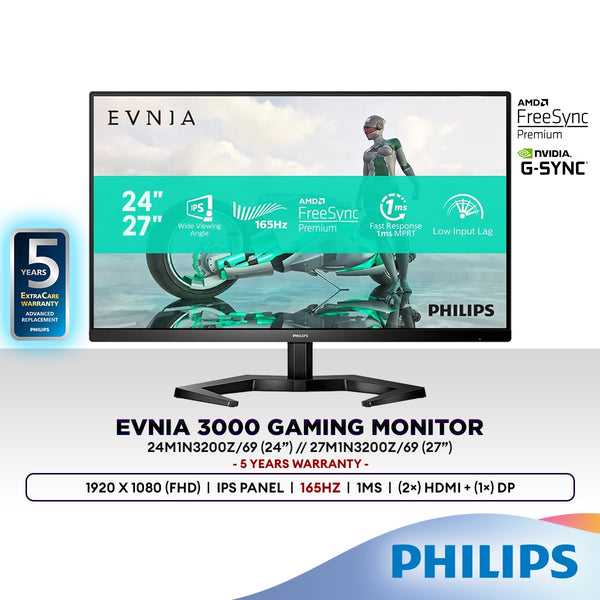 Philips Evnia 24"/ 27" FHD 165Hz Gaming Monitor | FreeSync Premium & G-Sync | IPS | 1920x1080 (24M1N3200Z, 27M1N3200Z)
