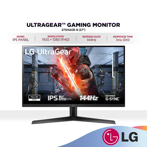 LG UltraGear 27GN60R-B 27" FHD 144Hz Gaming Monitor | IPS | G-Sync Compatible | AMD FreeSync Premium | HDR10 | 1ms
