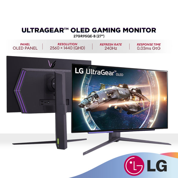 LG 27GR95QE-B 27'' UltraGear 240hz 0.03ms HDR10 OLED QHD Gaming Monitor | G-Sync Compatible | AMD FreeSync Premium