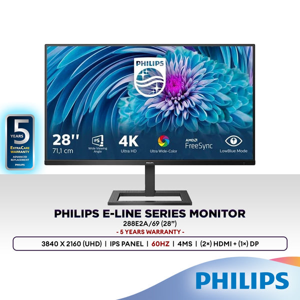 Philips 288E2A 28” UHD 4K Monitor | AMD FreeSync™ | IPS Panel | 3840 x 2160 (4K UHD)