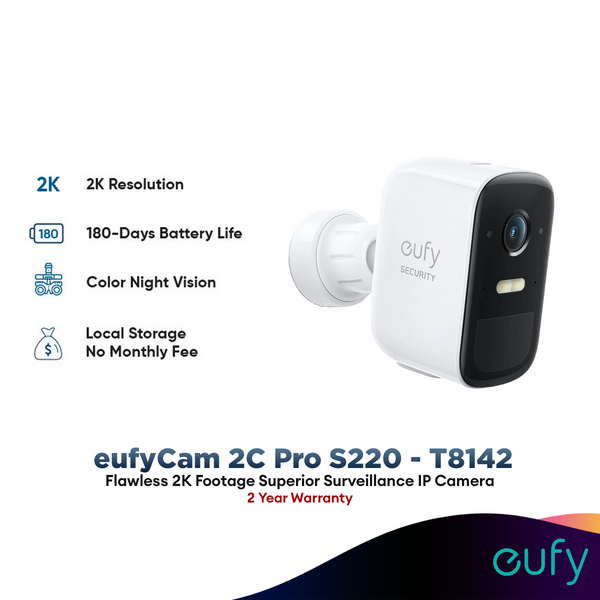 Anker Eufy T8142 eufyCam S220 eufyCam 2C Pro | 2K Resolution |180-Day Battery Life | IP67 | Night Vision