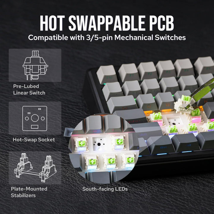 AULA F75 Max Wireless Mechanical Gaming Keyboard 75% Layout with TFT S ...