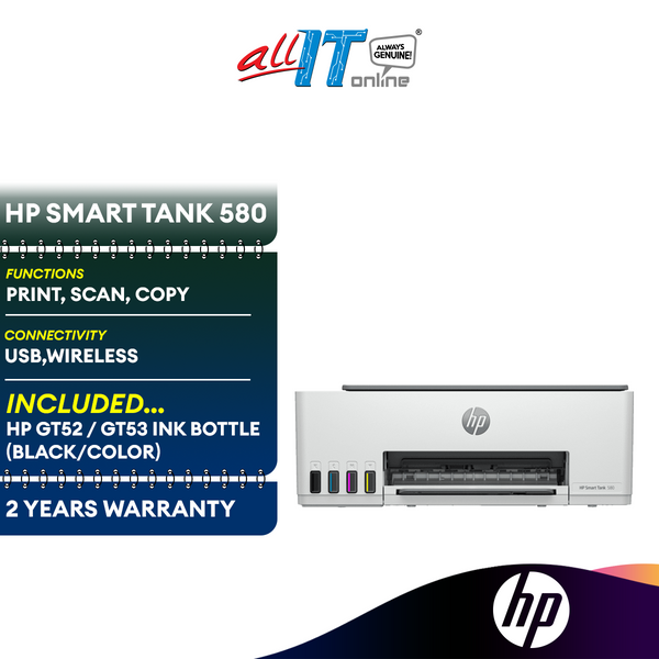 HP Smart Tank 520 / HP Smart Tank 580 All-in-One Wireless Printer 1F3W2A 1F3Y2A