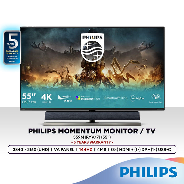Philips 559M1RYV 55” UHD 4K HDR Monitor / TV | AMD FreeSync™ Premium | VA Panel | Bowers & Wilkins Speakers