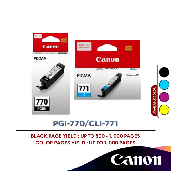Canon PGI-770/ PGI-770XL/ CLI-771/ CLI-771XL Ink Cartridge (Black/Cyan/Magenta/Yellow/Grey)