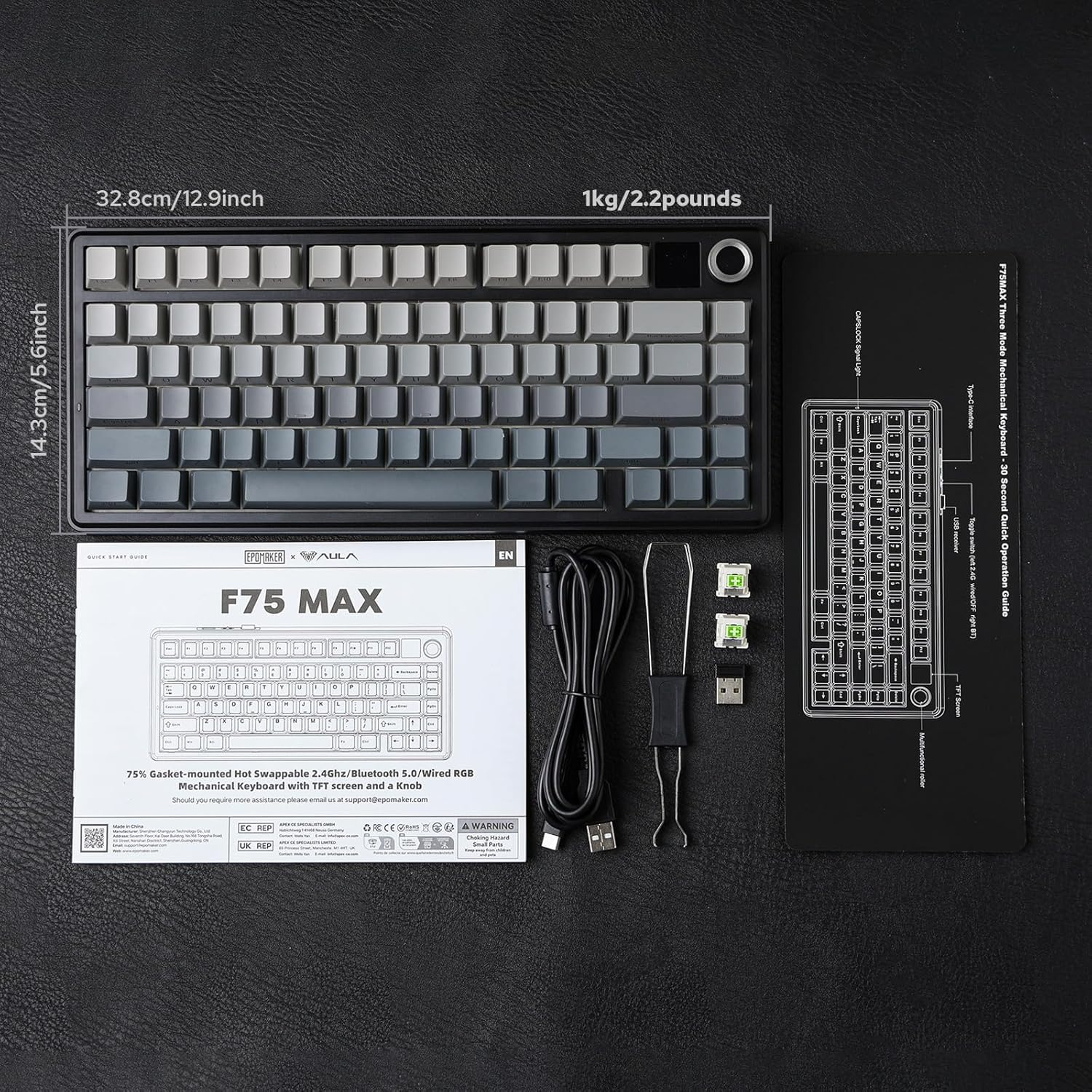 AULA F75 Max Wireless Mechanical Gaming Keyboard 75% Layout with TFT S ...
