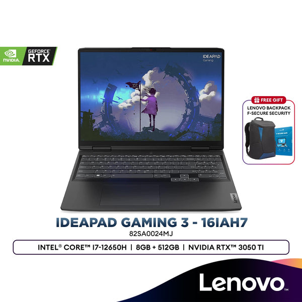 Lenovo IdeaPad Gaming 3 16IAH7 Gaming Laptop (Intel® Core™ i7-12650H | 8GB | 512GB SSD | NVIDIA RTX 3050 Ti) 82SA0024MJ