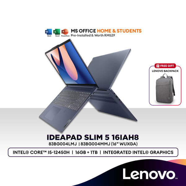 Lenovo IdeaPad Slim 5 16IAH8 16" WUXGA Laptop (Intel® Core™ i5-12450H | 16GB | 1TB SSD | Intel® Graphics | W11 | H&S)