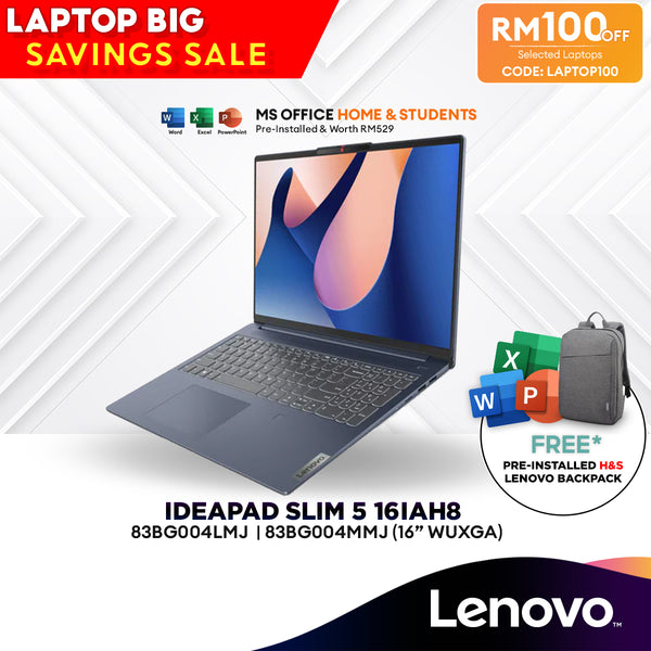 [LAPTOP100] Lenovo IdeaPad Slim 5 16IAH8 16" WUXGA Laptop (Intel® Core™ i5-12450H | 16GB | 1TB SSD | Intel® Graphics | W11 | H&S)
