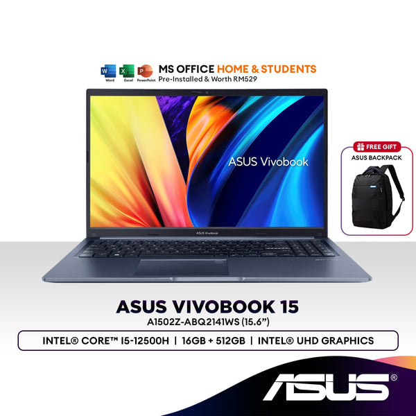 Asus Vivobook Go 15 A1502Z-ABQ2141WS 15.6" FHD Laptop (Intel® Core™ i5-12500H | 16GB | 512GB SSD | Intel® UHD Graphics)