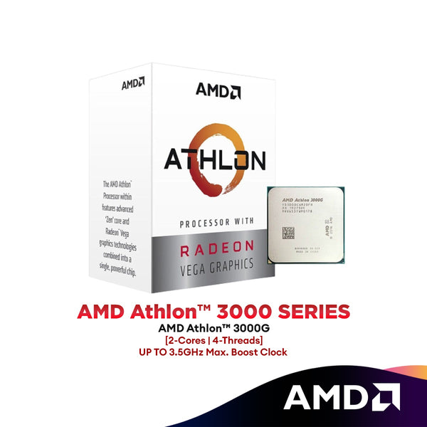 AMD Athlon 3000G AM4 Processor (2-Cores/4Threads) | AMD Athlon™ 3000 Series / Radeon™ Vega 3 Graphics