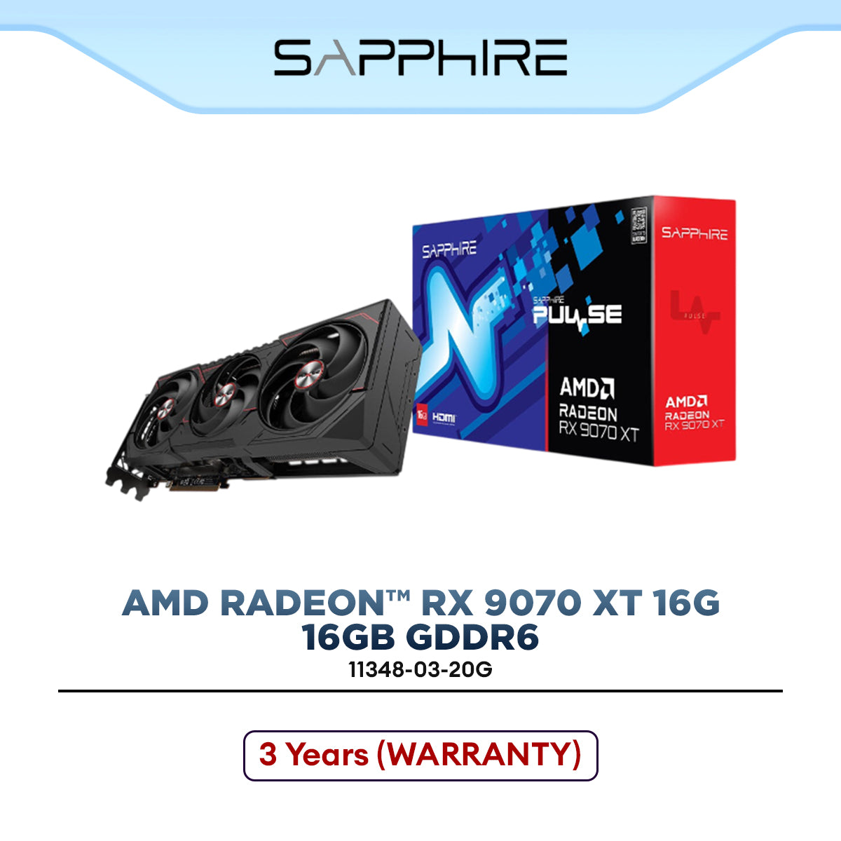 SAPPHIRE PULSE AMD Radeon RX 9070 XT 16GB GDDR6 Graphics Card
